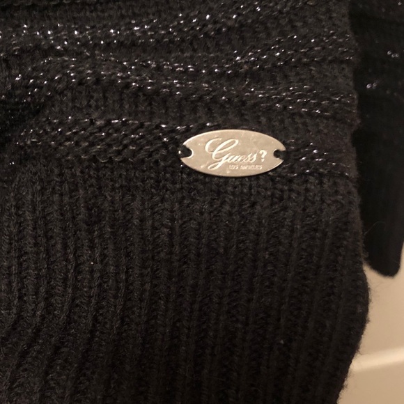 GUESS Girls Black Ribbed Sweater with Silver Details. M 10-12 NWOT - Picture 4 of 5
